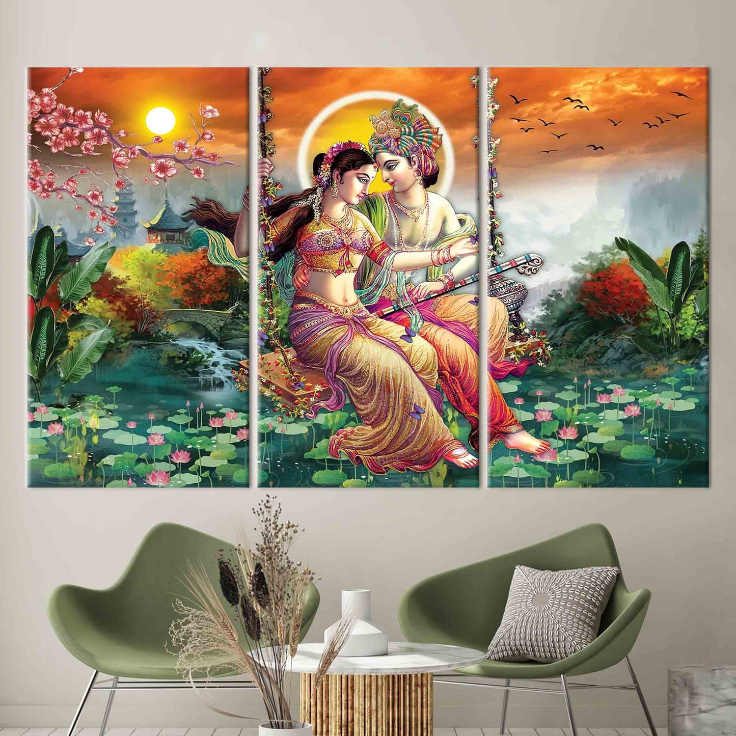 Radha Krishna Hindu Vibrant Indian Canvas Print