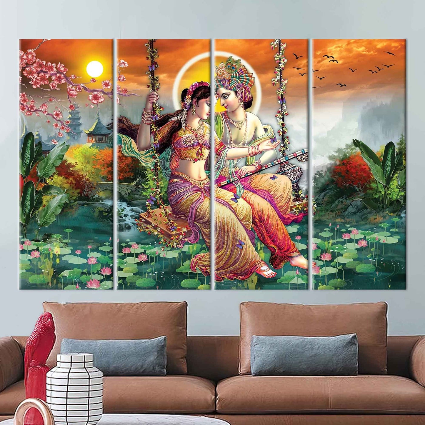 Radha Krishna Hindu Vibrant Indian Canvas Print