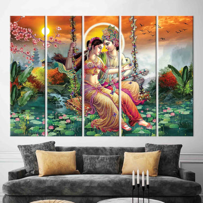 Radha Krishna Hindu Vibrant Indian Canvas Print