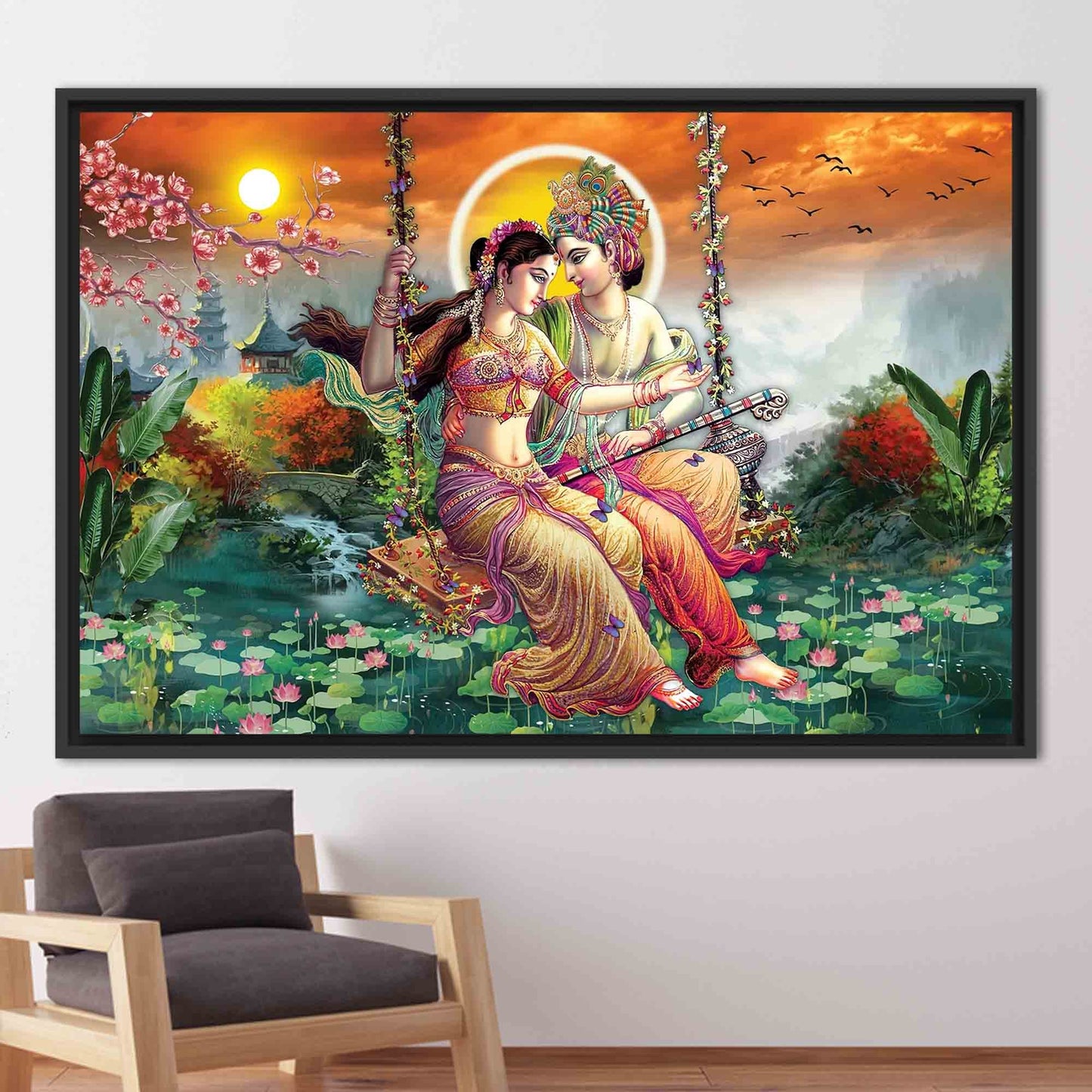 Radha Krishna Hindu Vibrant Indian Canvas Print