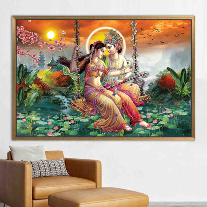 Radha Krishna Hindu Vibrant Indian Canvas Print