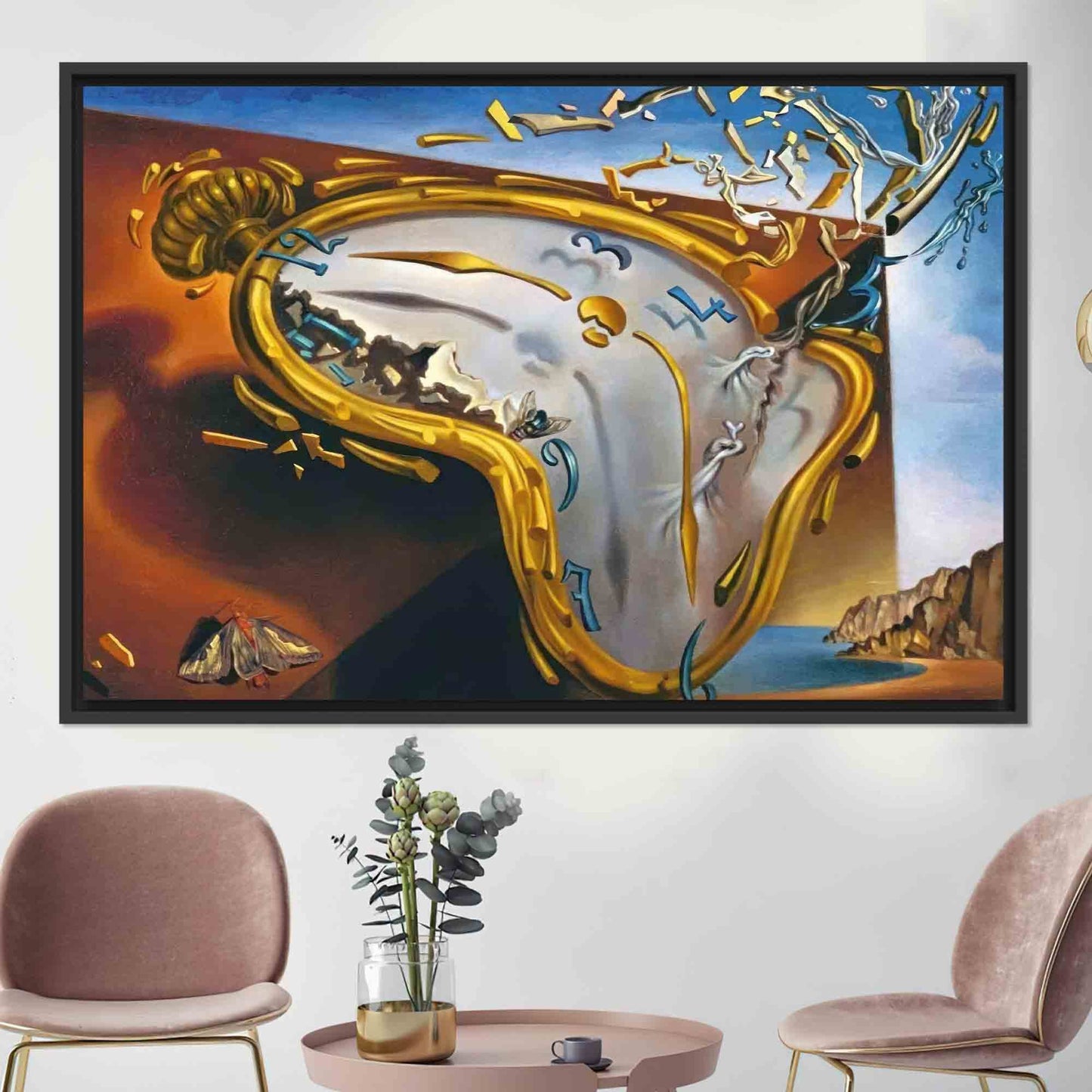 Surrealism Salvador Dali's Clock Explosion Canvas Print
