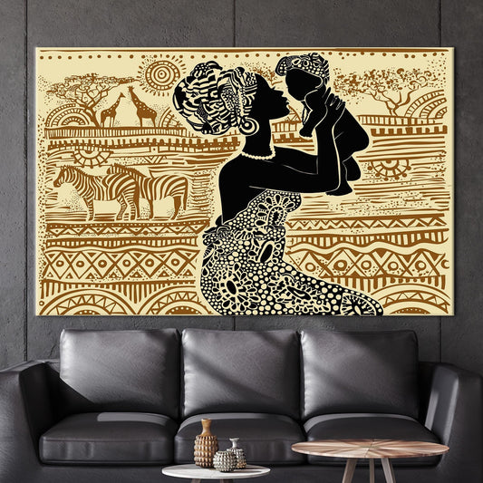 African Woman Poster Canvas Print - Abstract Ethnic Patterns Art for Wall Decor