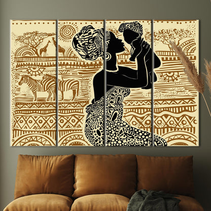 African Woman Poster Canvas Print - Abstract Ethnic Patterns Art for Wall Decor