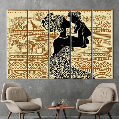 African Woman Poster Canvas Print - Abstract Ethnic Patterns Art for Wall Decor