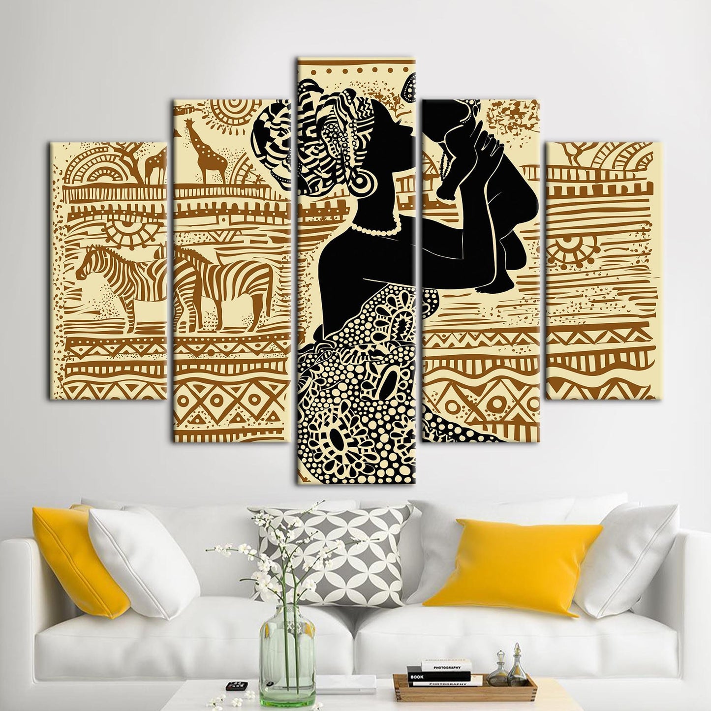 African Woman Poster Canvas Print - Abstract Ethnic Patterns Art for Wall Decor