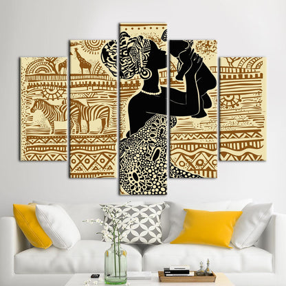 African Woman Poster Canvas Print - Abstract Ethnic Patterns Art for Wall Decor