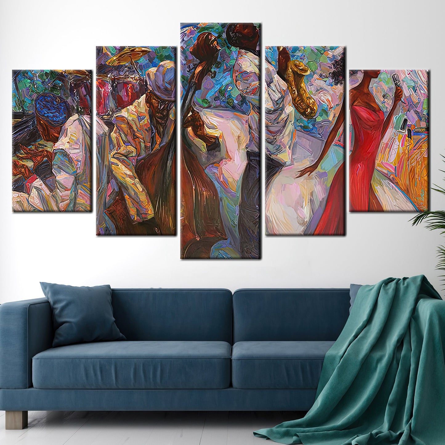 African Pianist Canvas Print: Jazz Musicians Art with Oil Painting Style