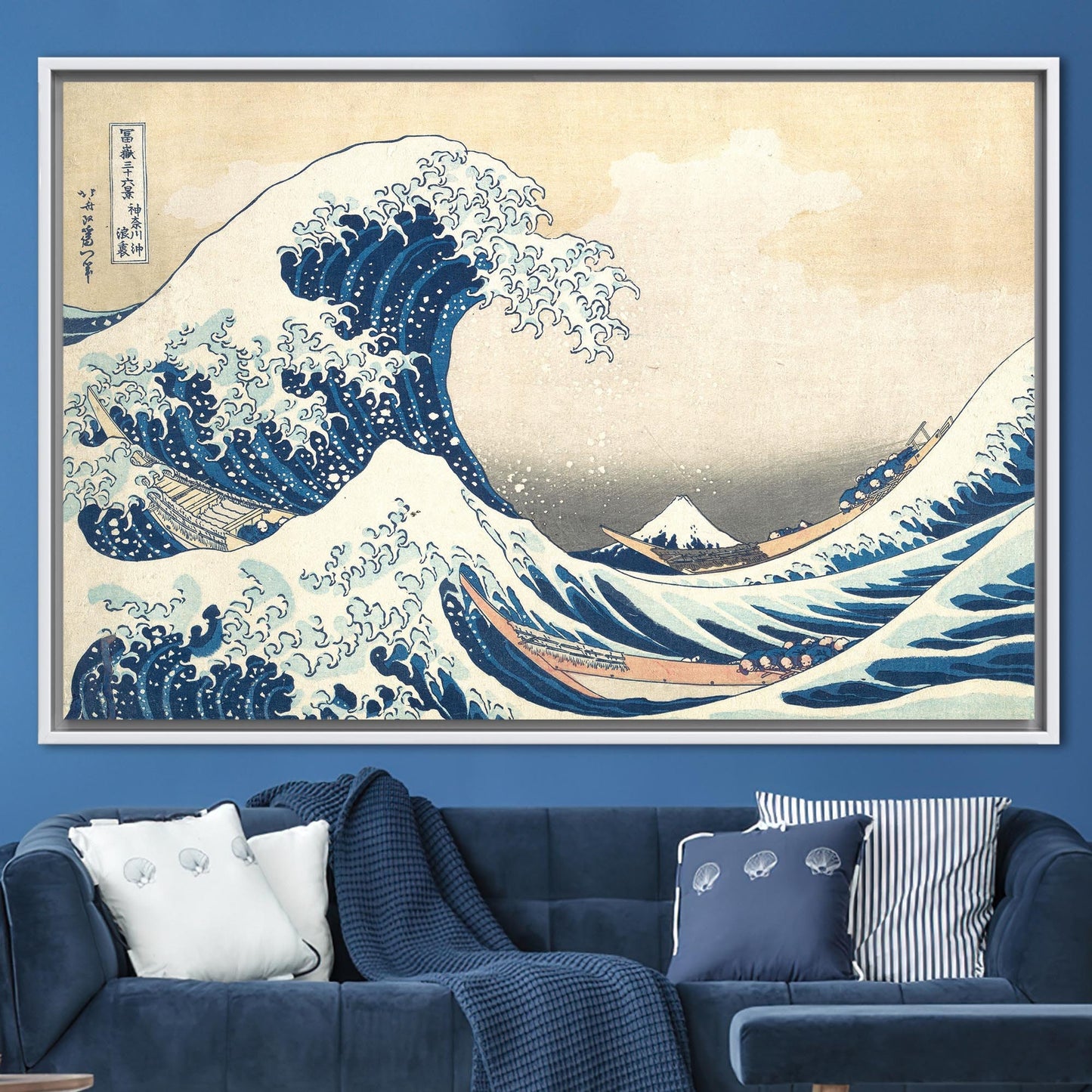 Wave Landscape Canvas Print - Abstract Sea Art with Japanese Ukiyo-e Ocean Wall Art