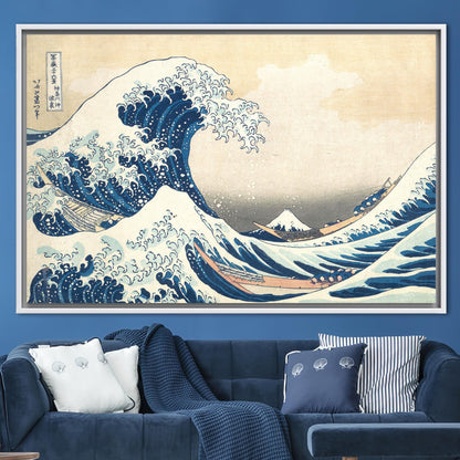 Wave Landscape Canvas Print - Abstract Sea Art with Japanese Ukiyo-e Ocean Wall Art