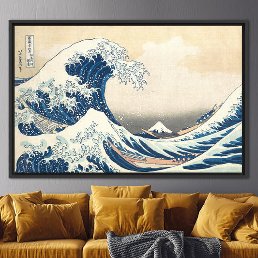 Wave Landscape Canvas Print - Abstract Sea Art with Japanese Ukiyo-e Ocean Wall Art