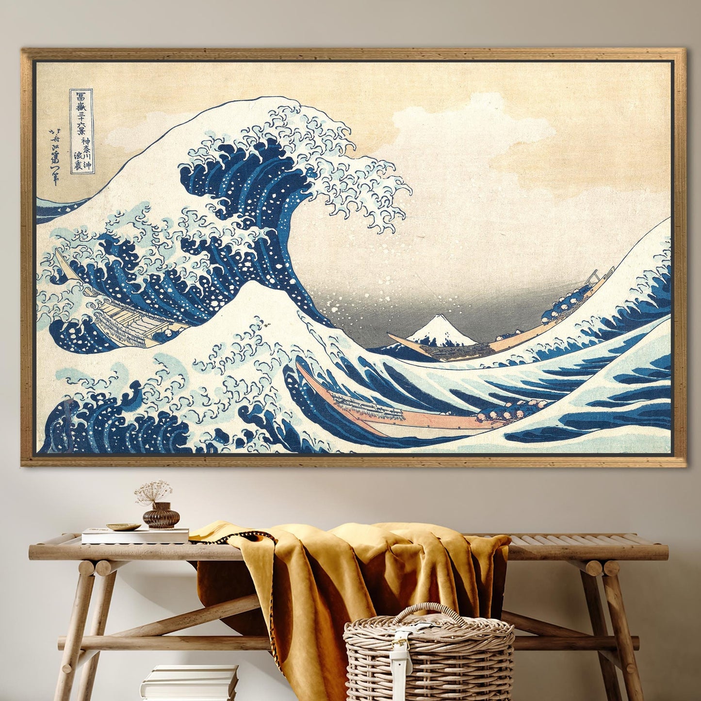 Wave Landscape Canvas Print - Abstract Sea Art with Japanese Ukiyo-e Ocean Wall Art