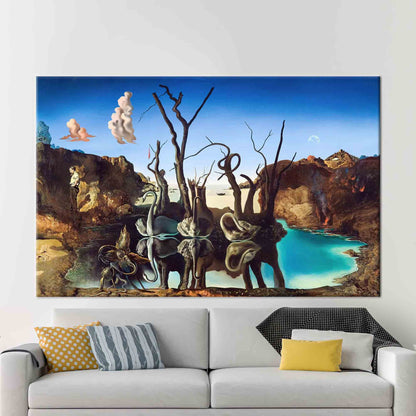 Salvador Dali Swans Reflecting Cisnes Canvas Print
