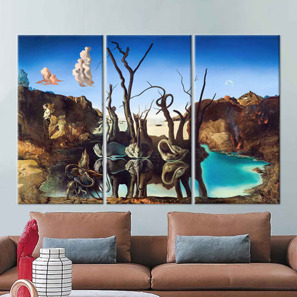 Salvador Dali Swans Reflecting Cisnes Canvas Print