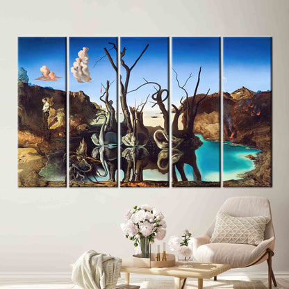 Salvador Dali Swans Reflecting Cisnes Canvas Print