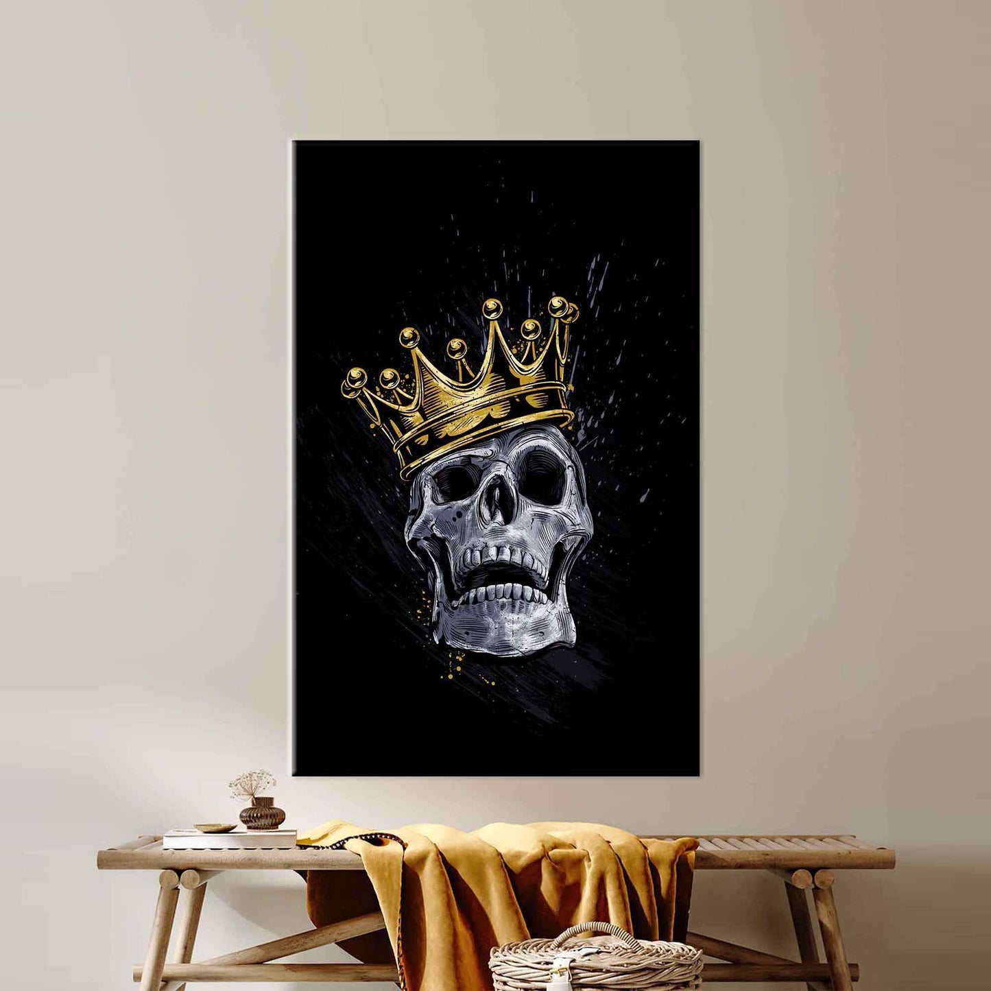 Black and Gold Skull King Canvas Print