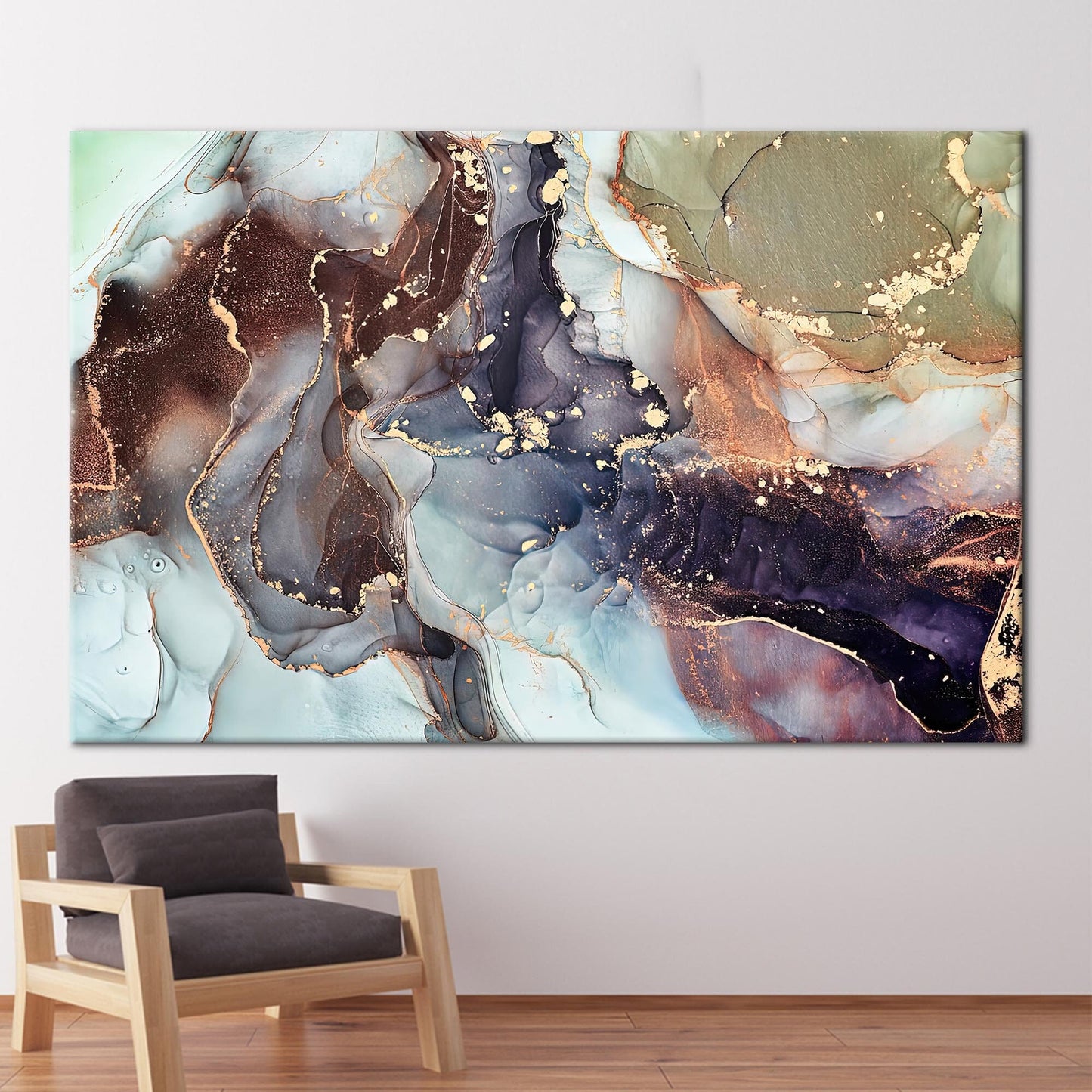 Gold Marble Alcohol Ink Shimmery Canvas Print