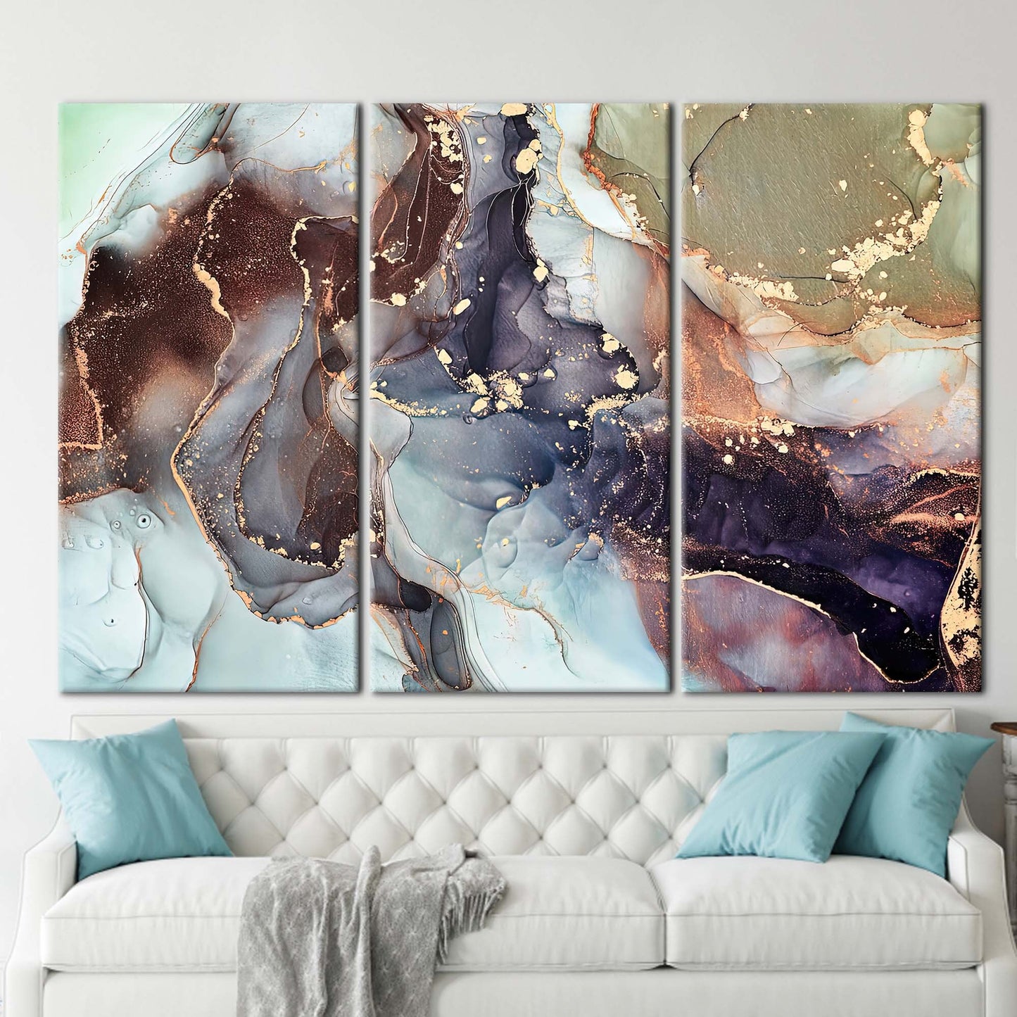 Gold Marble Alcohol Ink Shimmery Canvas Print