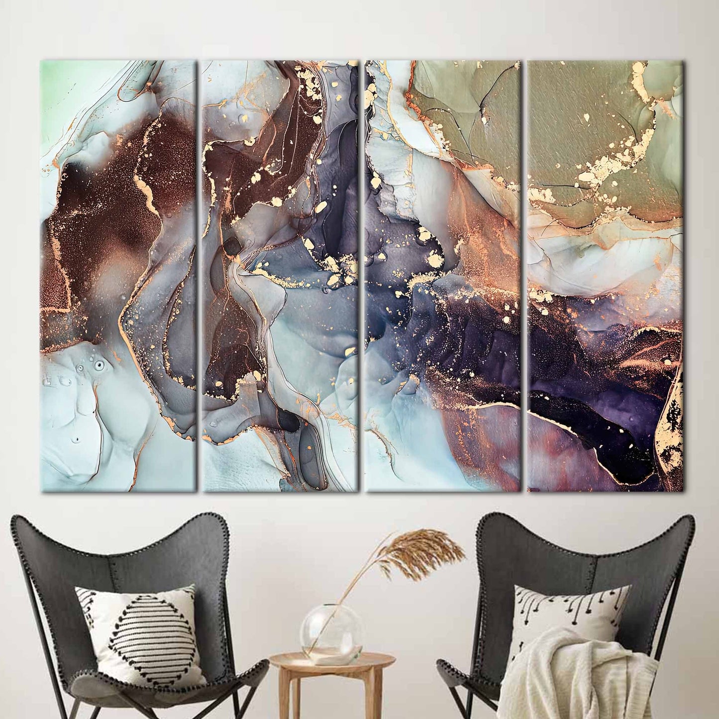 Gold Marble Alcohol Ink Shimmery Canvas Print