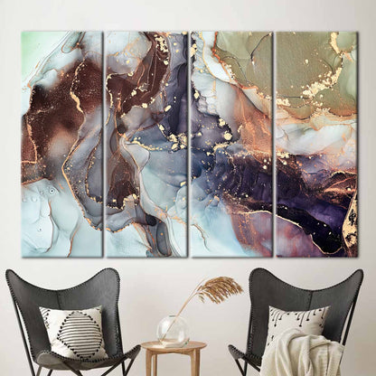 Gold Marble Alcohol Ink Shimmery Canvas Print