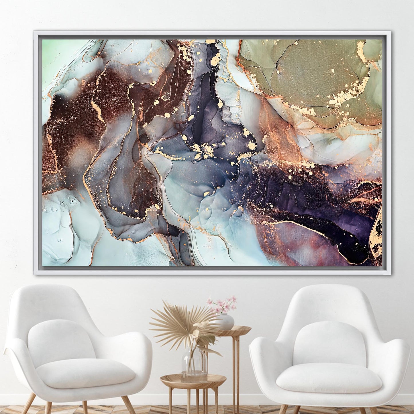 Gold Marble Alcohol Ink Shimmery Canvas Print