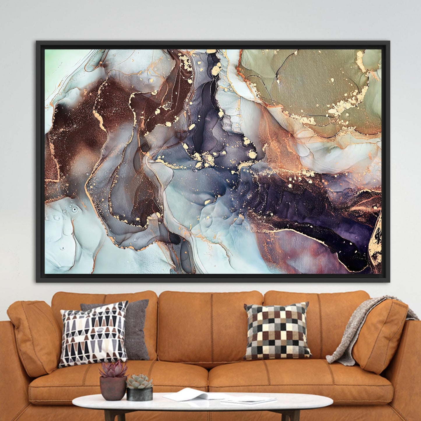 Gold Marble Alcohol Ink Shimmery Canvas Print