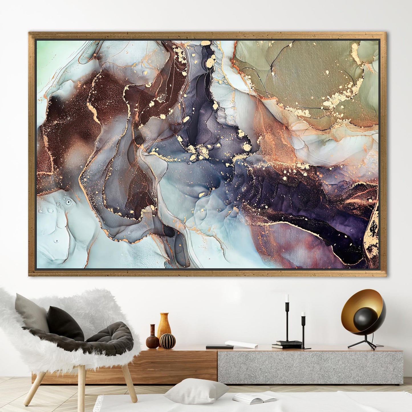 Gold Marble Alcohol Ink Shimmery Canvas Print