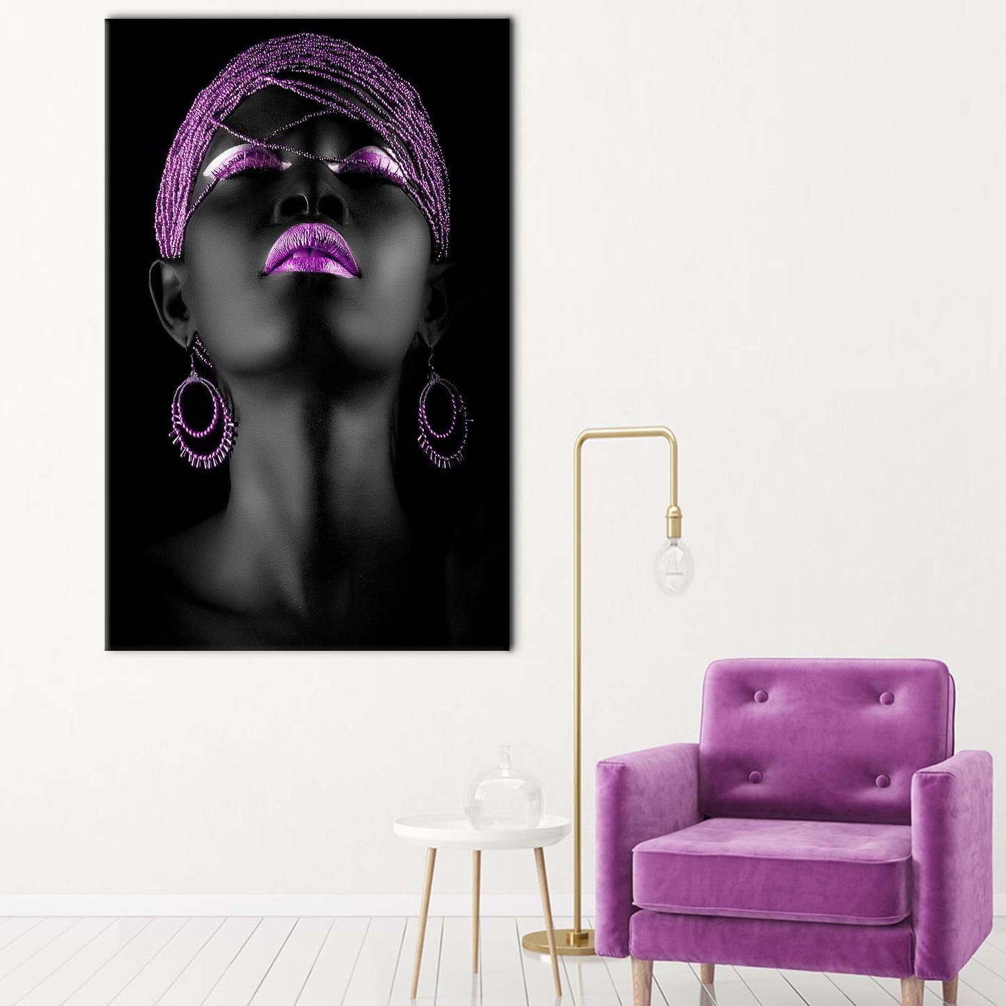 Shimmery Black Girl Purple Lip Canvas Print