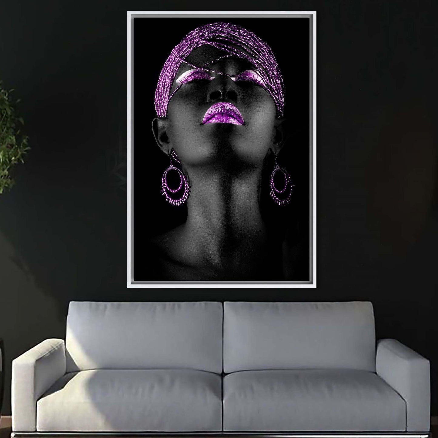 Shimmery Black Girl Purple Lip Canvas Print
