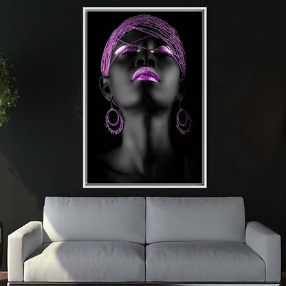 Shimmery Black Girl Purple Lip Canvas Print