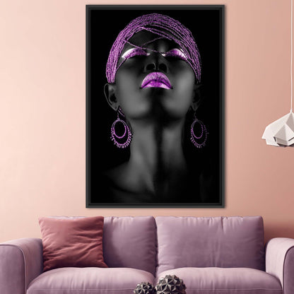 Shimmery Black Girl Purple Lip Canvas Print