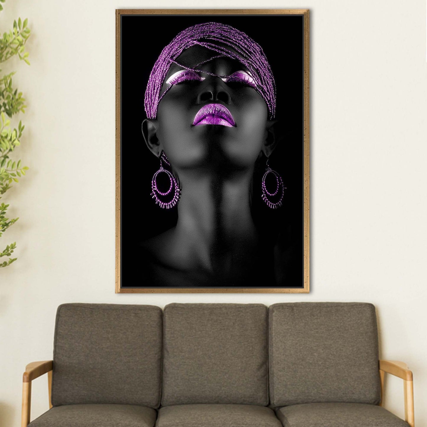 Shimmery Black Girl Purple Lip Canvas Print