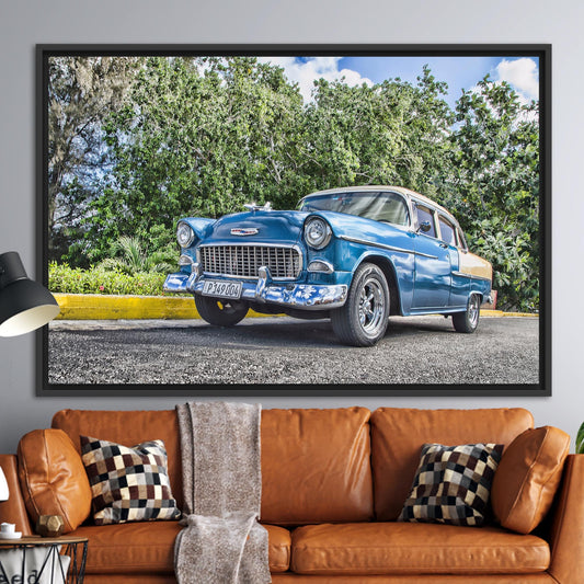 Vintage Car Photo Print Canvas, Retro Car Lover Gift Art, Classic Car Artwork for Office