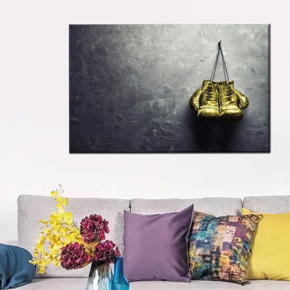 Golden Boxing Gloves Canvas Print