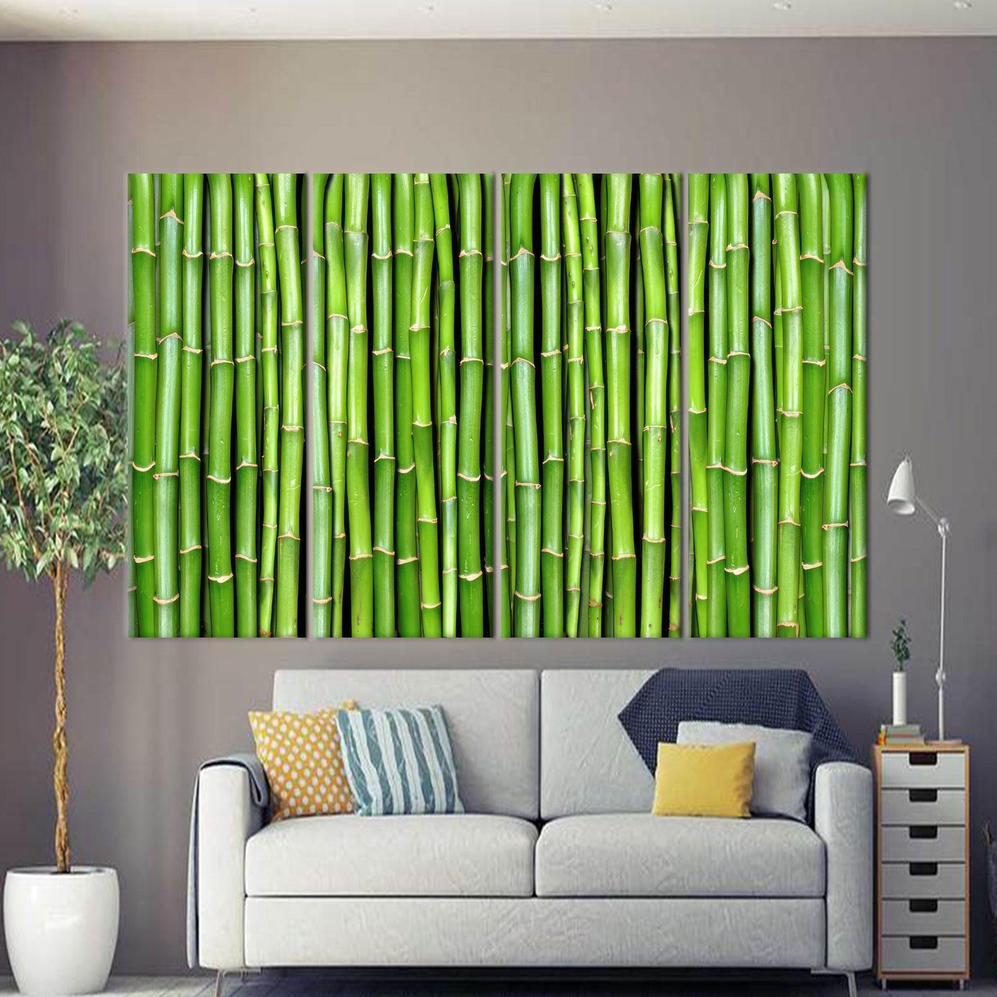 Bamboo Tree Wall Hanging Canvas, Farmhouse Decor, Nature Plant Art, Personalized Baby Girl Gift, 3D