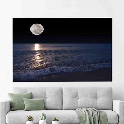 Sea and Moon Landscape Hangings Canvas Print