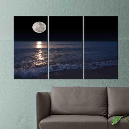 Sea and Moon Landscape Hangings Canvas Print