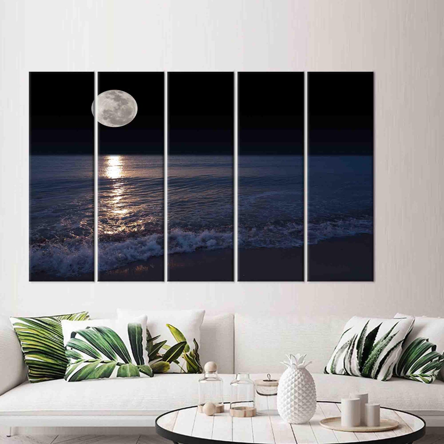 Sea and Moon Landscape Hangings Canvas Print