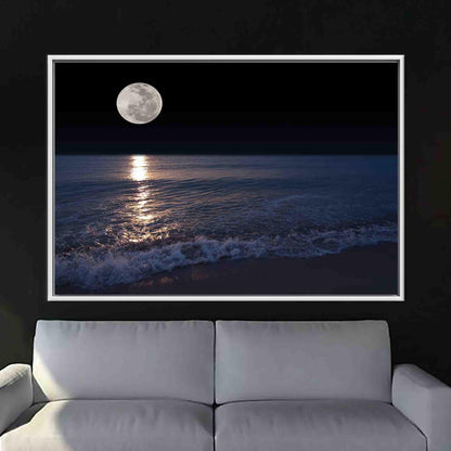 Sea and Moon Landscape Hangings Canvas Print
