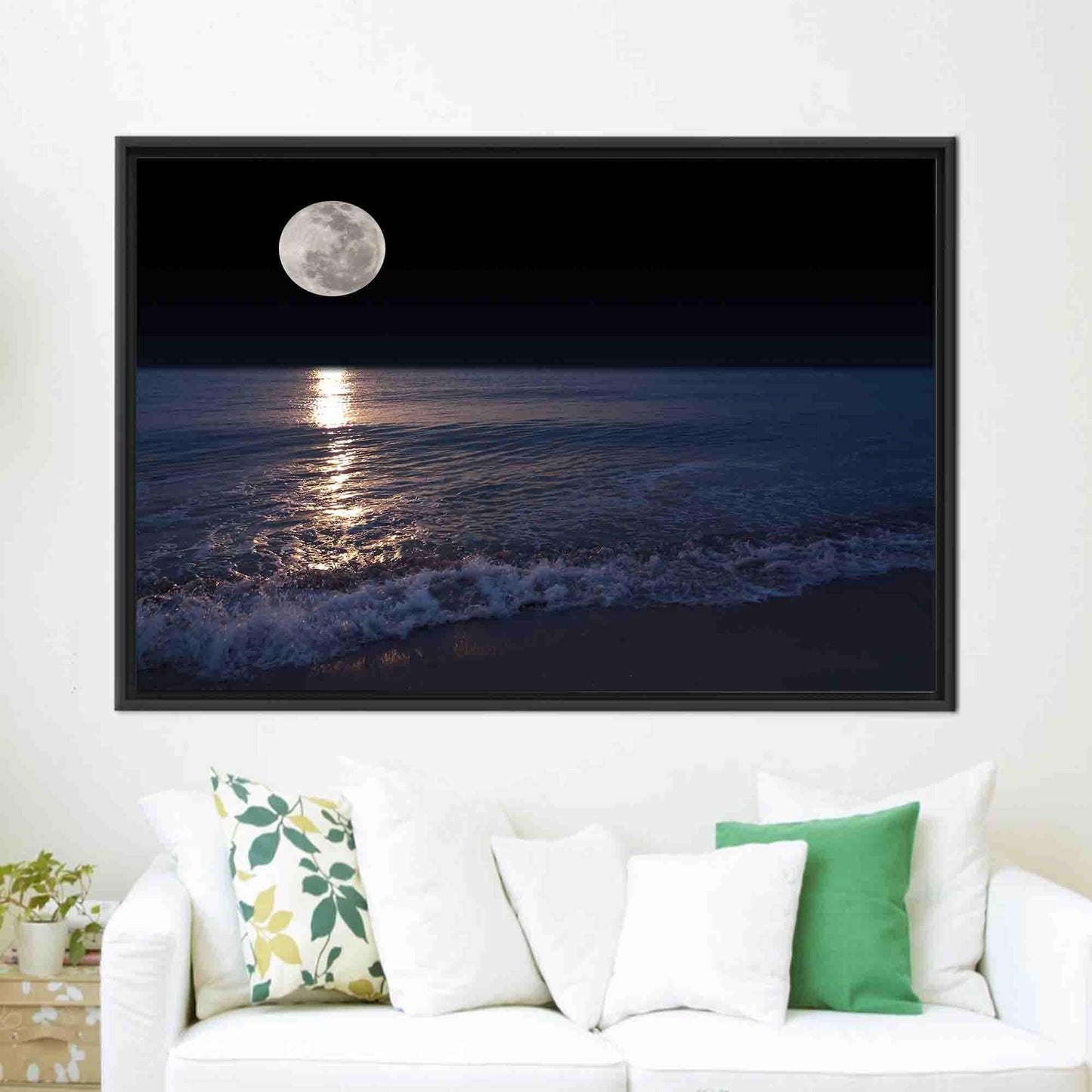 Sea and Moon Landscape Hangings Canvas Print