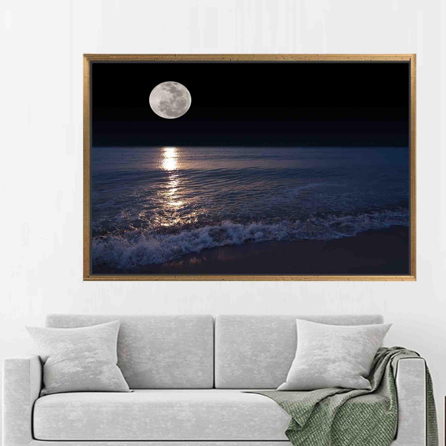 Sea and Moon Landscape Hangings Canvas Print