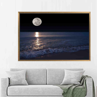 Sea and Moon Landscape Hangings Canvas Print