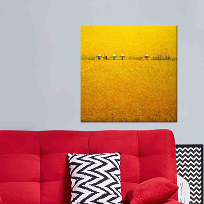 Rice Paddy Field Rich Harvesting Canvas Print