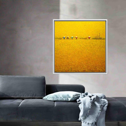 Rice Paddy Field Rich Harvesting Canvas Print