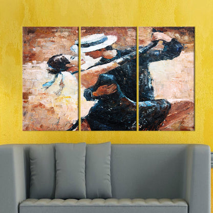 Brown Tango Dancers Painting Canvas Print
