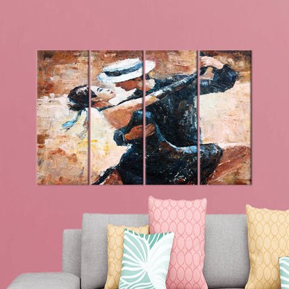 Brown Tango Dancers Painting Canvas Print