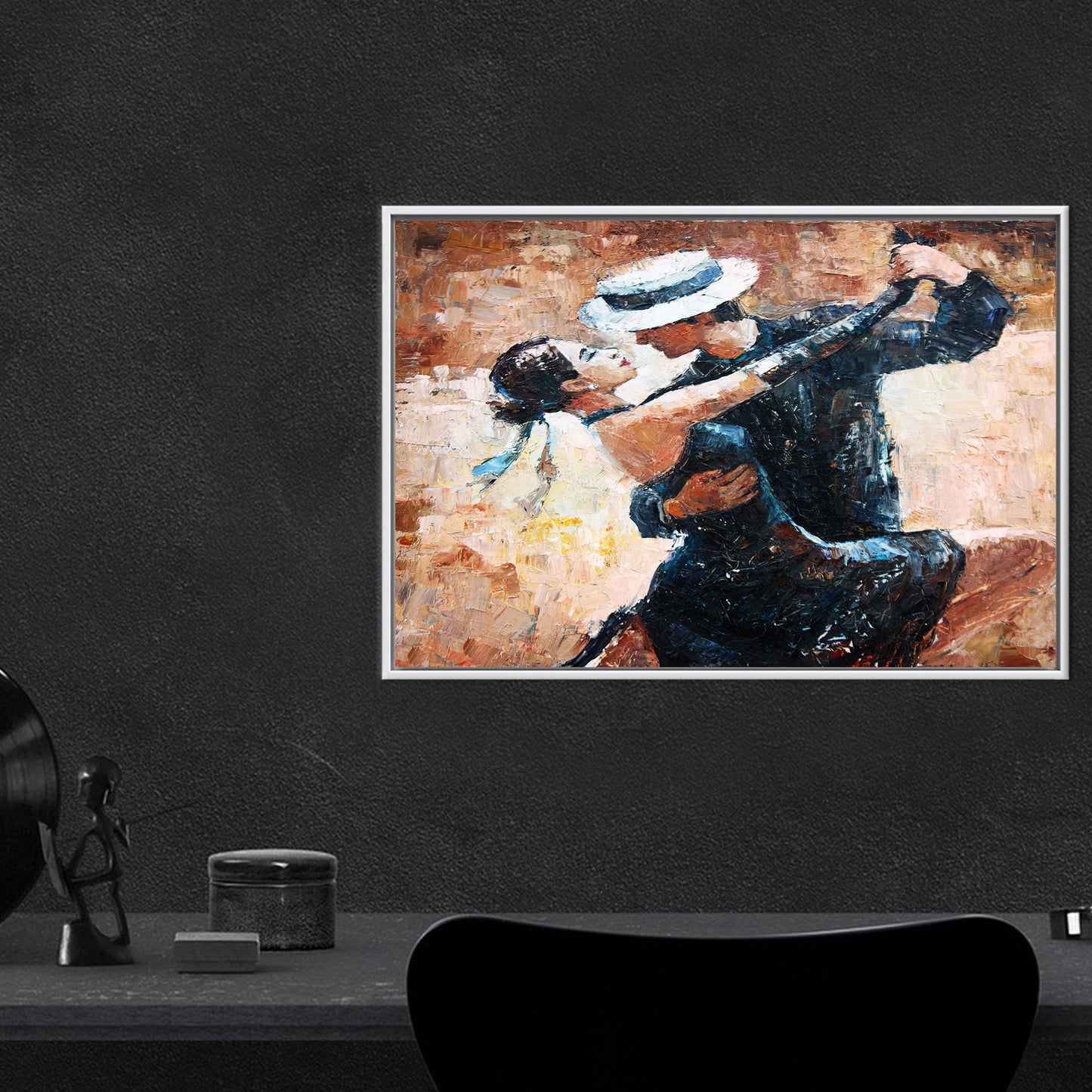 Brown Tango Dancers Painting Canvas Print
