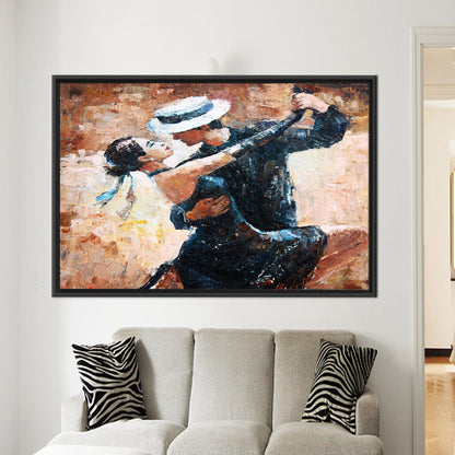 Brown Tango Dancers Painting Canvas Print