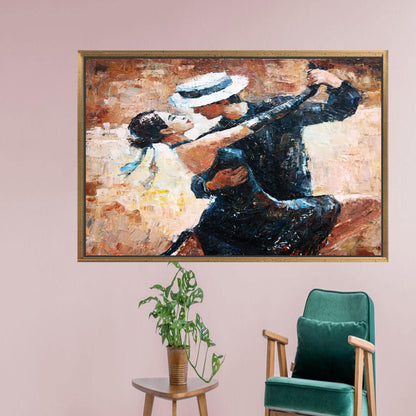Brown Tango Dancers Painting Canvas Print
