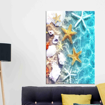 Blue Boho Tropical Landscape Starfish Canvas Print